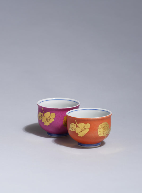 KINZAN Sake Cup - Camellia pattern -