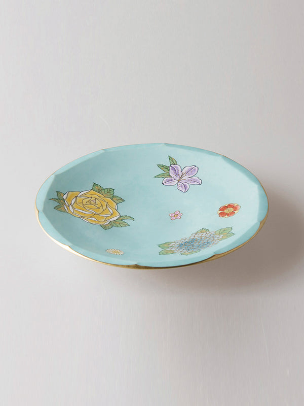Falling Flower - turquoise - plate